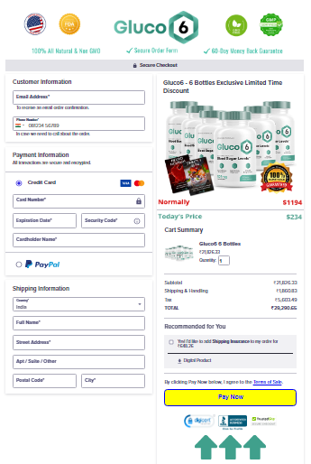 Gluco 6 Secured Checkout Form